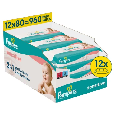 Pampers Sensitive Baby Čisticí ubrousky pro miminko 960 ks