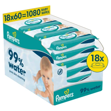 Pampers 99 % vody Dětské čisticí ubrousky 1080 ks