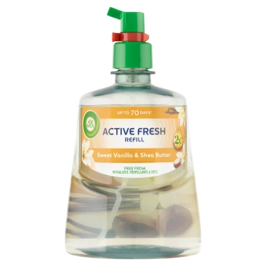Air Wick Active Fresh Náplň na vodní bázi do automatického difuzéru vanilka a bambucké máslo 228 ml