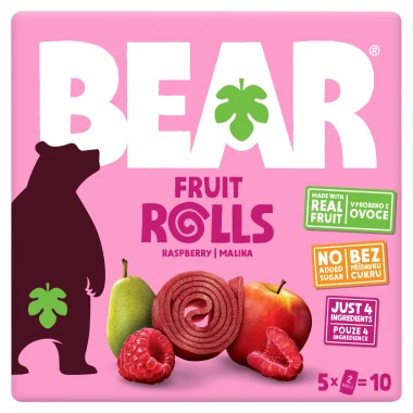 BEAR Fruit Rolls malina ovocné rolované plátky 5 x 20 g