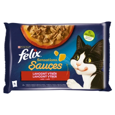 Felix Sensations Sauces kapsičky pro kočky krůta, jehněčí v omáčce 4 x 85g