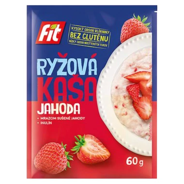 Fit rýžová kaše s kousky jahod a s příchutí vanilky 60 g