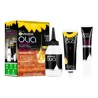 Garnier Olia permanentní barva na vlasy 7.40 Intenzivní měděná, 60+60+54ml