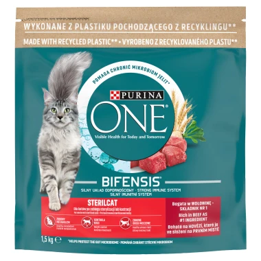 Purina ONE Bifensis Sterilised granule pro kočky hovězí 1,5kg