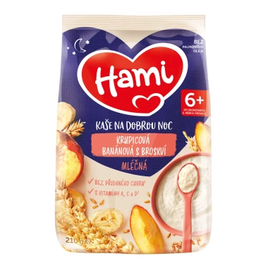 HAMI Mléčná kaše krupicová banánová s broskví na dobrou noc 210 g