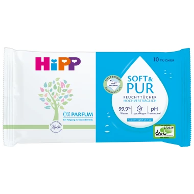 HiPP Soft & Pur čisticí vlhčené ubrousky 10 ks