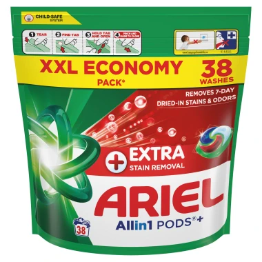 Ariel Kapsle na praní Extra+ Stain Removal 38 ks