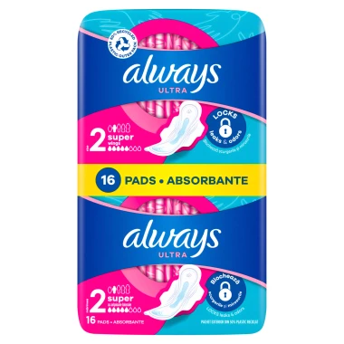 Always Ultra Day Super Hygienické vložky s křidélky, velikost 2, 16 ks