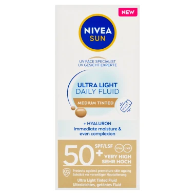 Nivea Sun Ultra Light Daily Fluid Tónovací pleťový krém na opalování střední odstín OF 50+ 40 ml