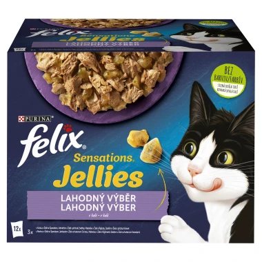 Felix Sensations Jellies kapsičky pro kočky jehněčí, makrela, sleď, krůta v želé 12 x 85g