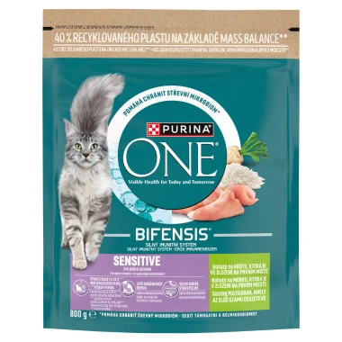 Purina ONE Bifensis Sensitive granule pro kočky krůta 800g