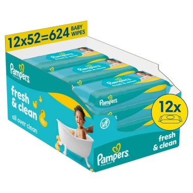 Pampers Fresh Clean Dětské čisticí ubrousky 624 ks