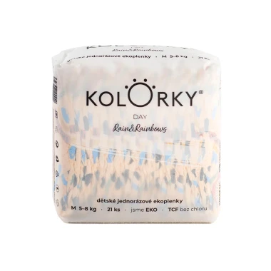 KOLORKY DAY jednorázové eko plenky déšť a duhy - M (5-8 kg), 21 ks