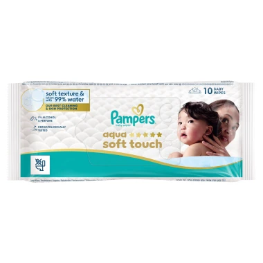 Pampers Aqua Soft Touch dětské čisticí ubrousky 10 ks