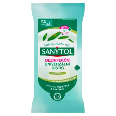 Sanytol Dezinfekční univerzální čisticí utěrky eukalyptus 72 ks