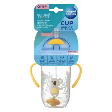 Canpol Babies Nev hrneček se slámkou a závažím žlutý 270 ml
