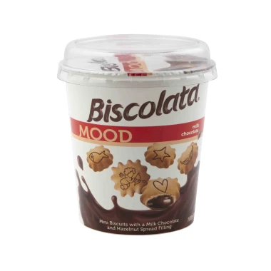 Biscolata Mood sušenky s čokoládovou náplní a potiskem 100g