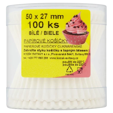 Papírové košíčky bílé 50x27mm 100 ks