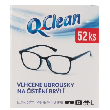 Q-Clean Vlhčené ubrousky na čištění brýlí 52 ks