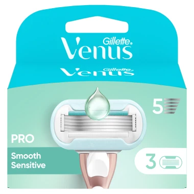 Gillette Venus Pro Smooth Sensitive Dámské holicí hlavice pro citlivou pokožku 3 ks