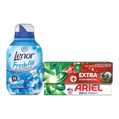 Ariel All-in-1 PODS+ Kapsle na praní 26 PD + Lenor Aviváž Fresh Air 36 PD