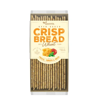 DanVita Křehký pšeničný chléb se sýrem, rajčaty a bazalkou 130g