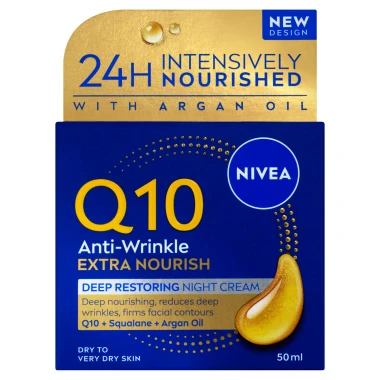 Nivea Q10 Extra Nourish Anti-Wrinkle Výživný noční krém proti vráskám 50ml