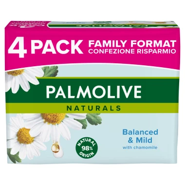 Palmolive Naturals tuhé mýdlo s výtažky heřmánku family pack 4 x 90 g 