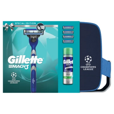 Gillette Mach3 UEFA Champions League Special Edition dárková sada s holicím strojkem