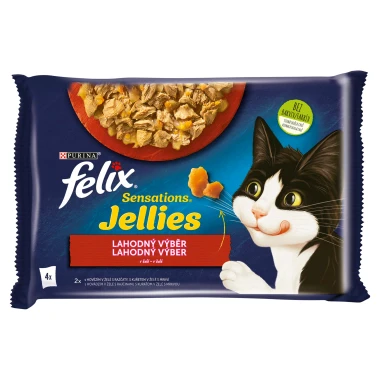 Felix Sensations Jellies kapsičky pro kočky hovězí, kuře v želé 4 x 85g