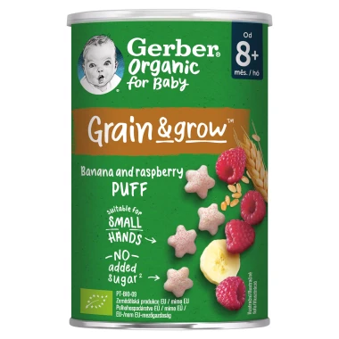 GERBER Organic BIO křupky s banánem a malinami 35 g