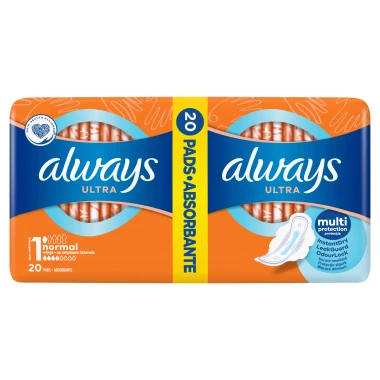 Always Ultra Normal Hygienické vložky s křidélky, velikost 1, 20 ks