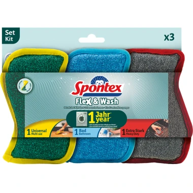 Spontex Flex&Wash 2v1 drátěnka a houbička 3 ks