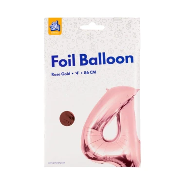 PD Party Fóliový balónek č. 4 zlatá růžová, 86 cm