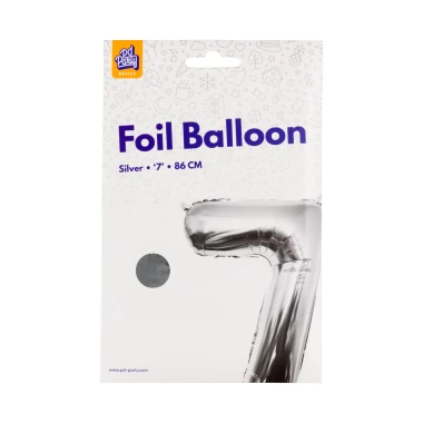 PD Party Fóliový balónek č. 7 stříbrná, 86 cm