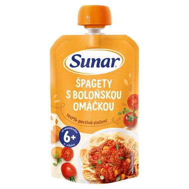 Sunar příkrm špagety s boloňskou omáčkou 6m+, 120g