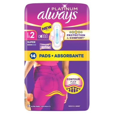 Always Platinum Super Hygienické vložky s křidélky, velikost 2, 14 ks