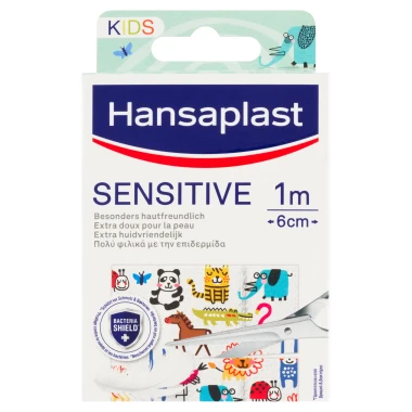 Hansaplast Sensitive Kids Dětské náplasti pro citlivou pokožku s různými motivy zvířátek 1 m x 6 cm