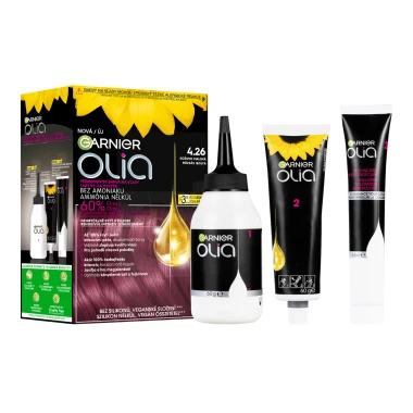 Garnier Olia permanentní barva na vlasy 4.26 Růžovo fialová, 60+60+54ml