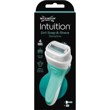 Wilkinson Sword Intuition holicí strojek + 1 náhradní holicí hlavice 2v1 Soap & Shave Sensitive 1 ks