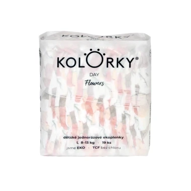 KOLORKY DAY jednorázové eko plenky květy - L (8-13 kg), 19 ks