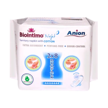 Biointimo Anion noční hygienické vložky s křidélky 16 ks