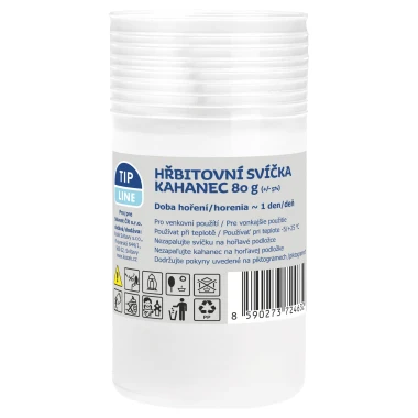 Tip Line Hřbitovní svíčka parafínová bílá 80 g