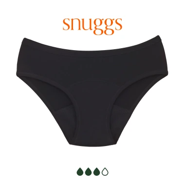 Snuggs Menstruační kalhotky pro slabou menstruaci černé M