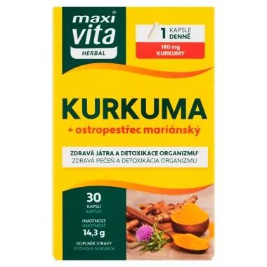 Maxi Vita Herbal Kurkuma + ostropestřec mariánský 30 kapslí 14,3g