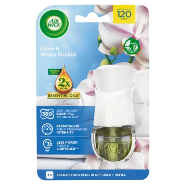 Air Wick Elektrický osvěžovač vzduchu strojek a náplň prádlo a bílá orchidej 19ml