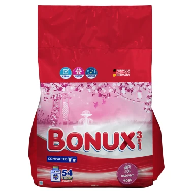 Bonux Radiant Rose Prací prášek na barevné prádlo 3v1 54 PD