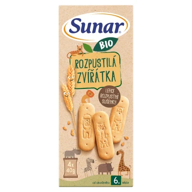 Sunar BIO sušenky Rozpustilá zvířátka 4 x 40 g