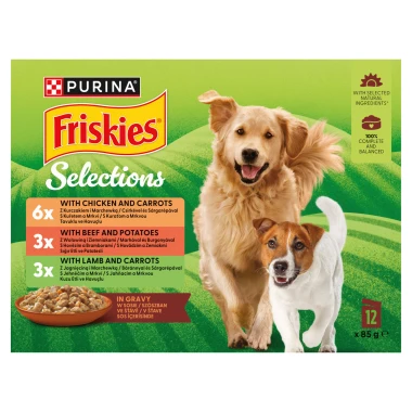 Friskies Selections hovězí, kuře, jehně ve šťávě 12 x 85 g
