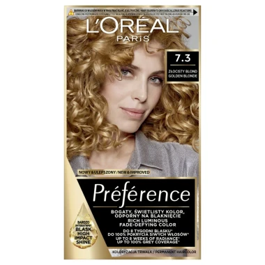 L'Oréal Paris Préférence permanentní barva na vlasy 7.3 zlatá blond